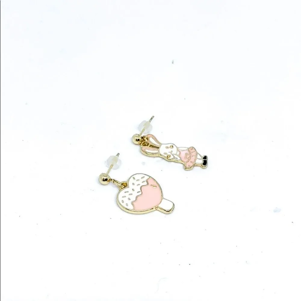 NWT Bunny Heart Kid’s Gold Dangle Earrings